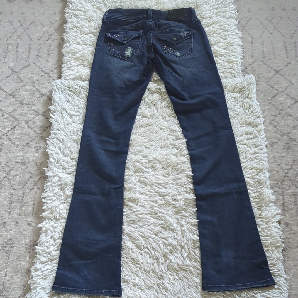 Hint Rhinestone/Stud Slim Boot Jeans - Picture 4 of 5